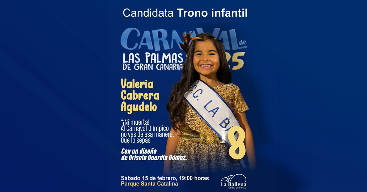 Valeria Cabrera Agudelo representa al Centro Comercial La Ballena en el Trono Infantil 2025